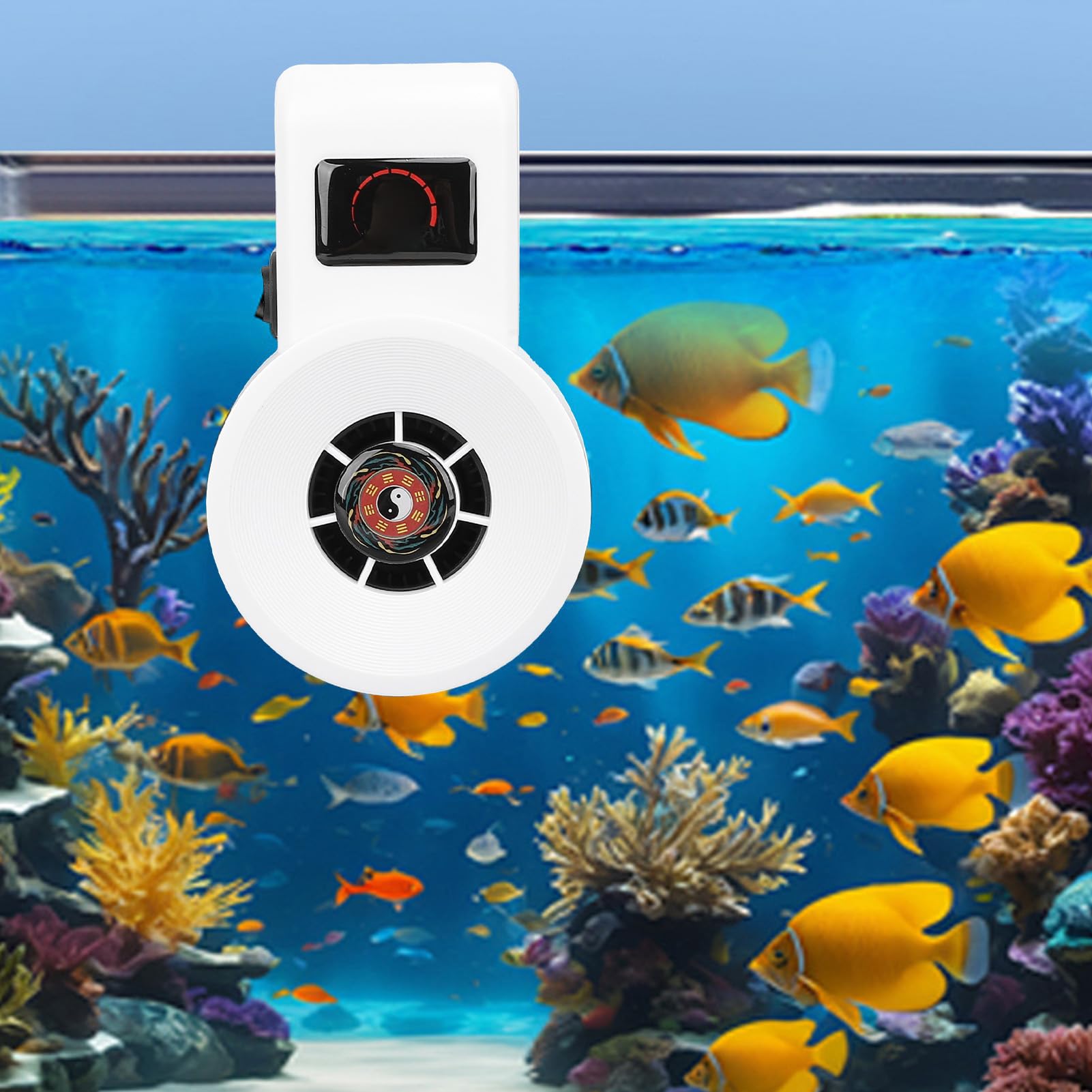 Pssopp Ventilatore di Raffreddamento per Acquario, Due Velocità Regolabili, Materiale ABS, Design Compatto, per Vasche d'Acqua Dolce, Nero