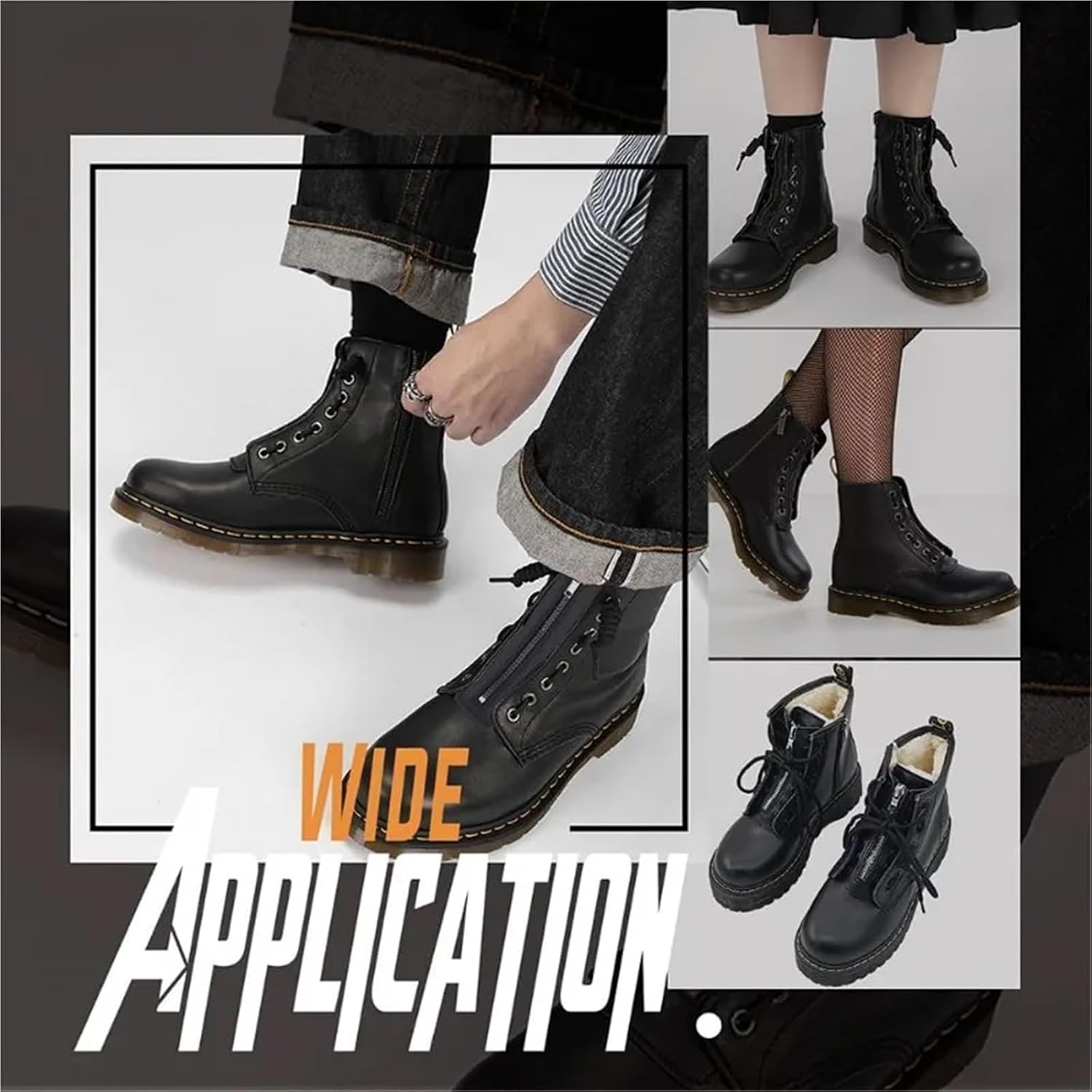 Leather Lace-in Boot Zipper Inserts 2 Pairs Leather Lace-in Boot Zipper Inserts, 6.9 x Inch Eyelets Laces 10 Holes