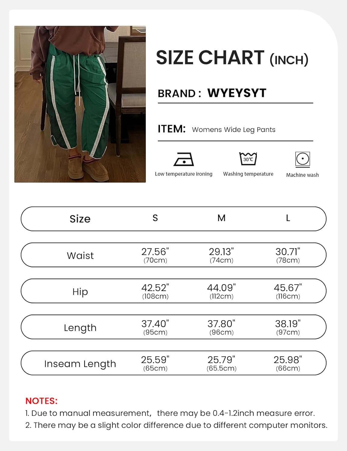 Wyeysyt Womens Wide Leg Pants Baggy Sweatpants Casual Drawstring Elastic Waist Contrast Color Y2K Track Pants - Image 7