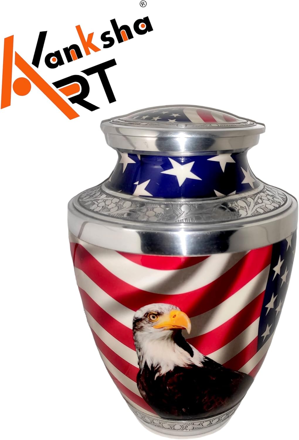 -American Flag Patriotic for Human Ashes, Adult 200 Cubic Inches, Urns for Ashes - Veteran Cremation Urns