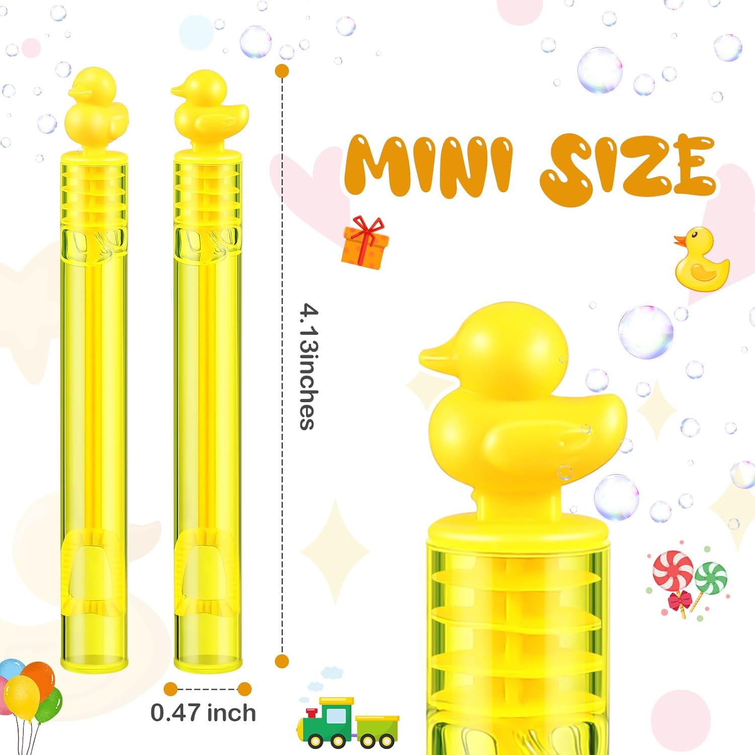 Foilswirl 200 Pcs Duck Bubbles Party Favors for Kids Yellow Duck Mini Bubble Wand Blowing Sticks Bulk for Summer Birthday Party Supplies Bath Time Gifts Carnival Prizes