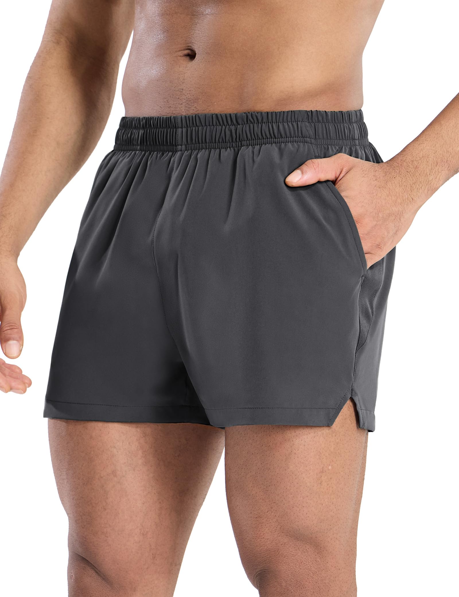 MIER Mens 3 Inch Shorts for Athletic Running Dry Fit Lightweight Workout Gym Active Shorts with Brief Liner