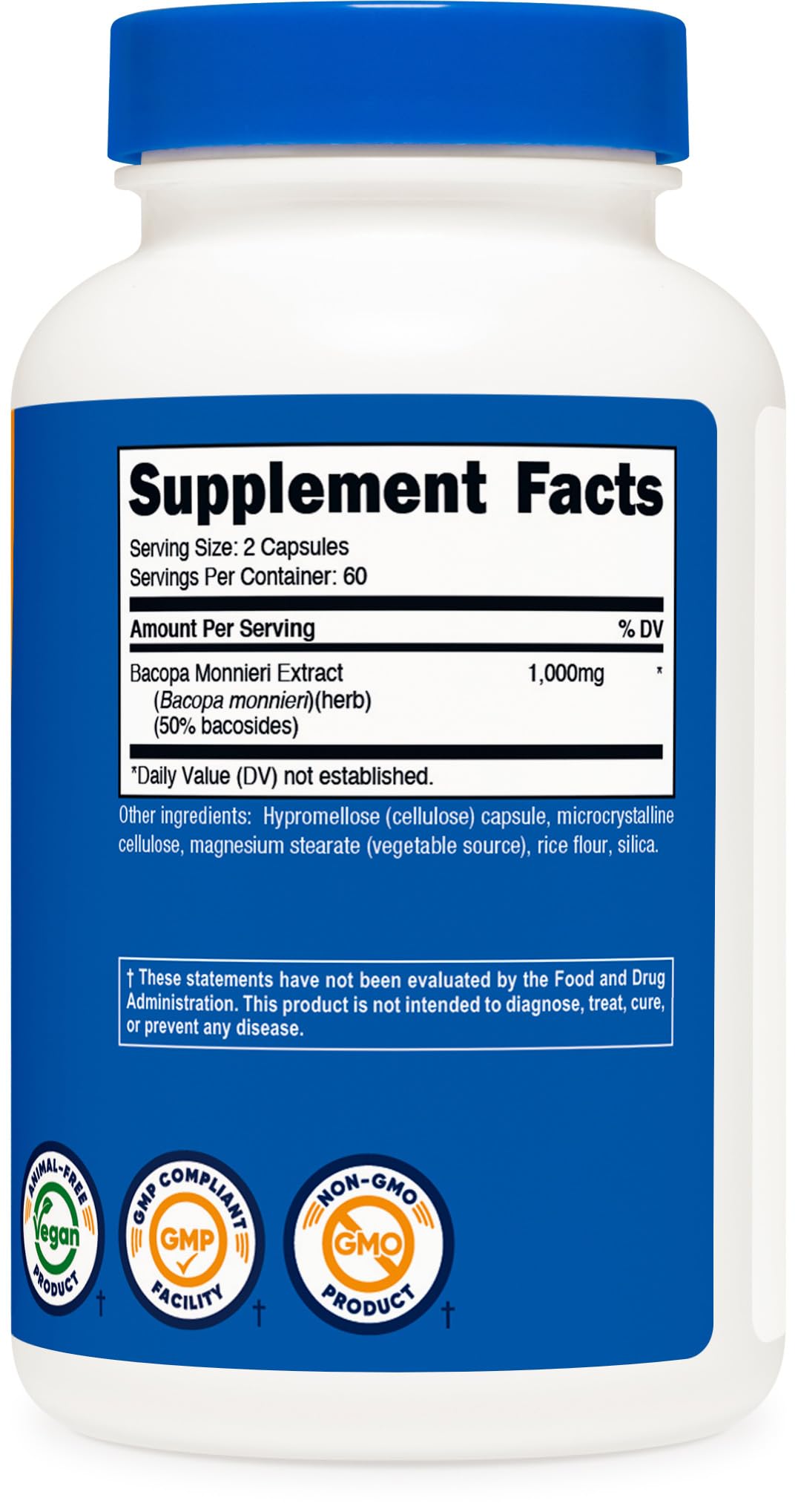 Nutricost Bacopa Monnieri 1,000mg, 120 Capsules, 60 Servings, Gluten Free — Amazon image 5