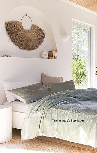 Miniatura 2 de Sophia-Art 3 piezas de ropa de cama de terciopelo de rayón de lujo, funda de edredón de un solo color, funda de edredón de UO (verde salvia, Super