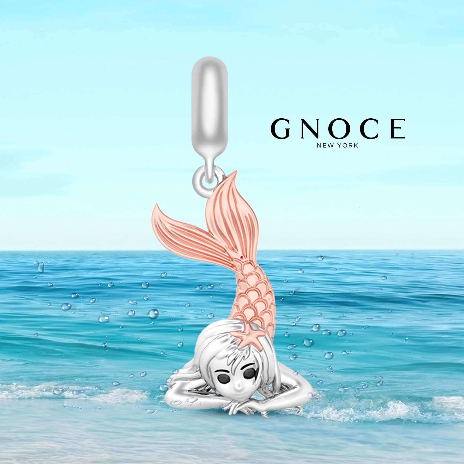 GNOCE Charm Ciondolo a forma di unicorno, in argento Sterling 925", anima e spirito divino, con ciondolo in oro con CZs, compatibile con bracciali e collane