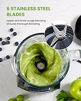 Vista 5 de GDOR Blender, 52 Oz Glass Jar, Multi-Function Kitchen Blender & Grinder Combo, 9 Functions with Shakes, Puree, Crush Ice, and Chop, Max 700W, Self