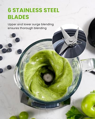 Miniatura 5 de GDOR Licuadoras para cocina, batidora de batido de tarro de vidrio de 52 onzas, combinación de licuadora y molinillo de encimera, 9 funciones para