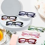 ZOECENT6 Pack Oprah Style Reading Glasses for Women Blue Light Blocking Computer Square Readers with Spring Hinge