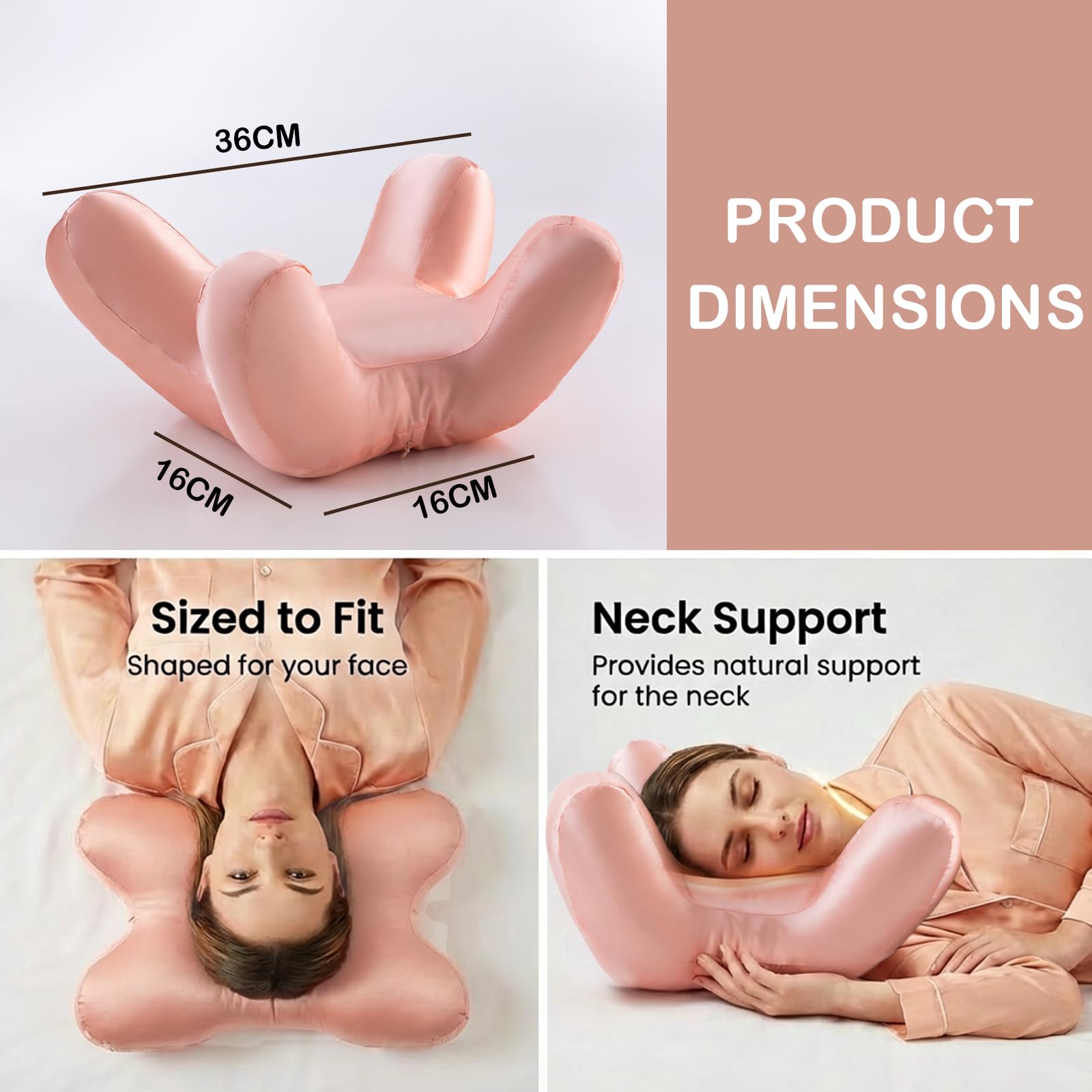 Cuscino cervicale, 36 x 16 x 16 cm, cuscino ortopedico antirughe, con design ergonomico e memory foam, per posizioni di sonno supine sdraiate lateralmente