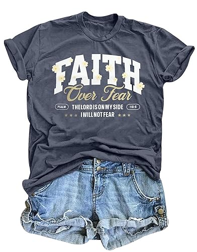 Faith Over Fear Shirt Christian Shirts for Women Inspirational Bible