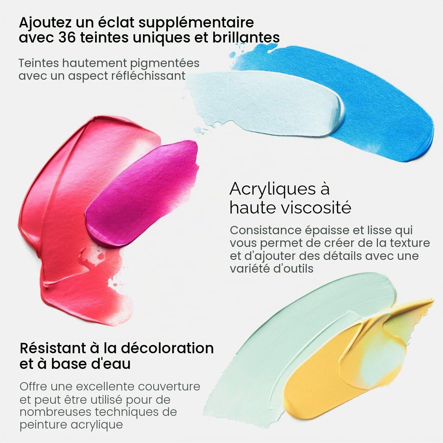 ARTEZA Peinture Acrylique métallisé, 36 Couleurs (tubes de 22 ml) Boîte de rangement, Pigments riches, Peintures non décolorantes non toxiques pour artistes enfants, peindre sur toile