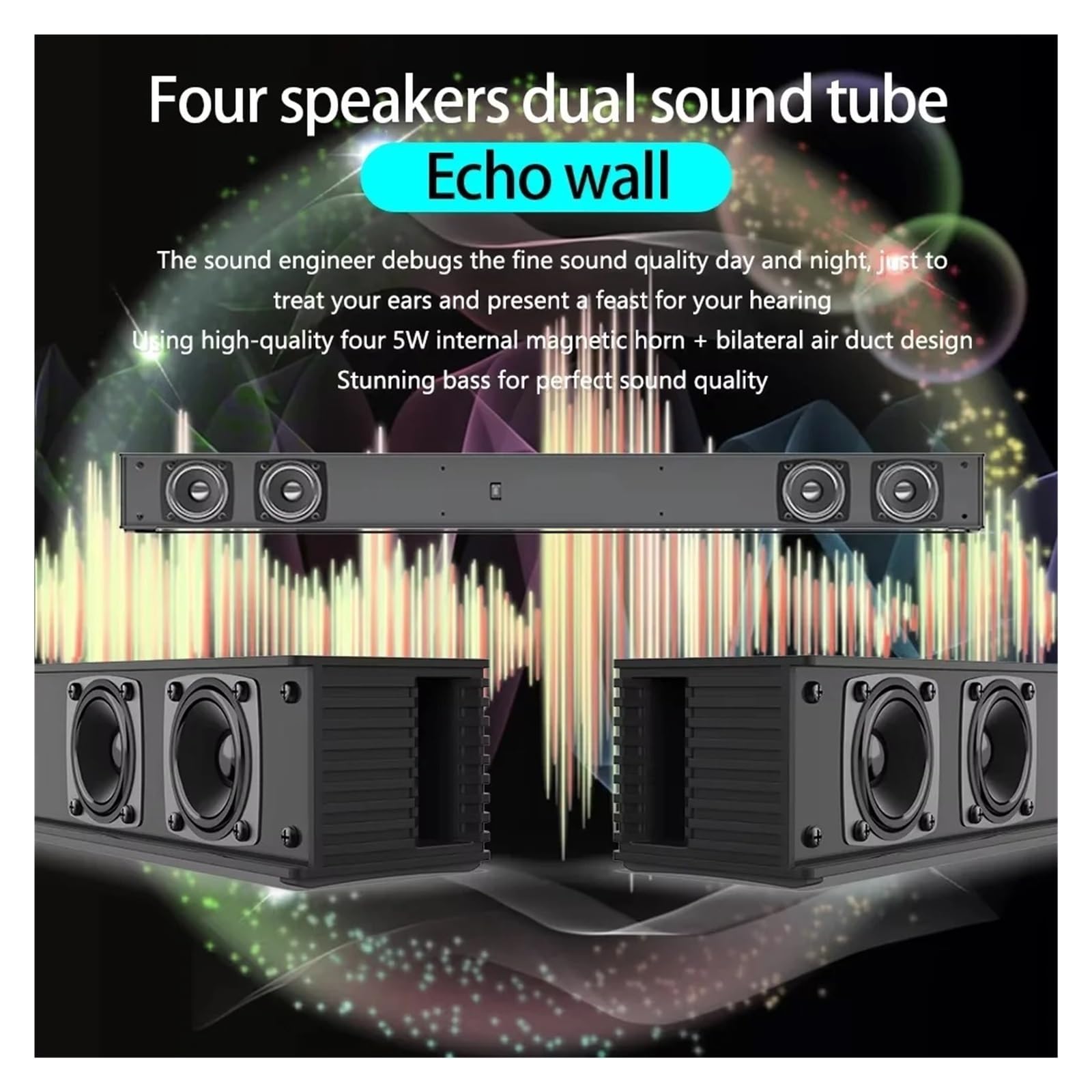 Barra De Sonido Inalámbrica Bluetooth, Altavoz con Cable, Estéreo Envolvente Inalámbrico, Cine En Casa, Proyector TV, Alta Potencia Conectividad VersáTil
