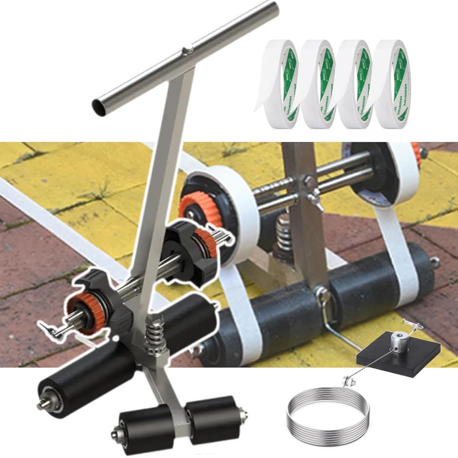 Striping Line Marking Machine | Line Striping Machines Masking Tape Marker+Circle Drawing Kit+4 Tapes | Tape Pasting Machine for Basketball Courts/Road/Parking Space-45cm/55-80cm Height,B