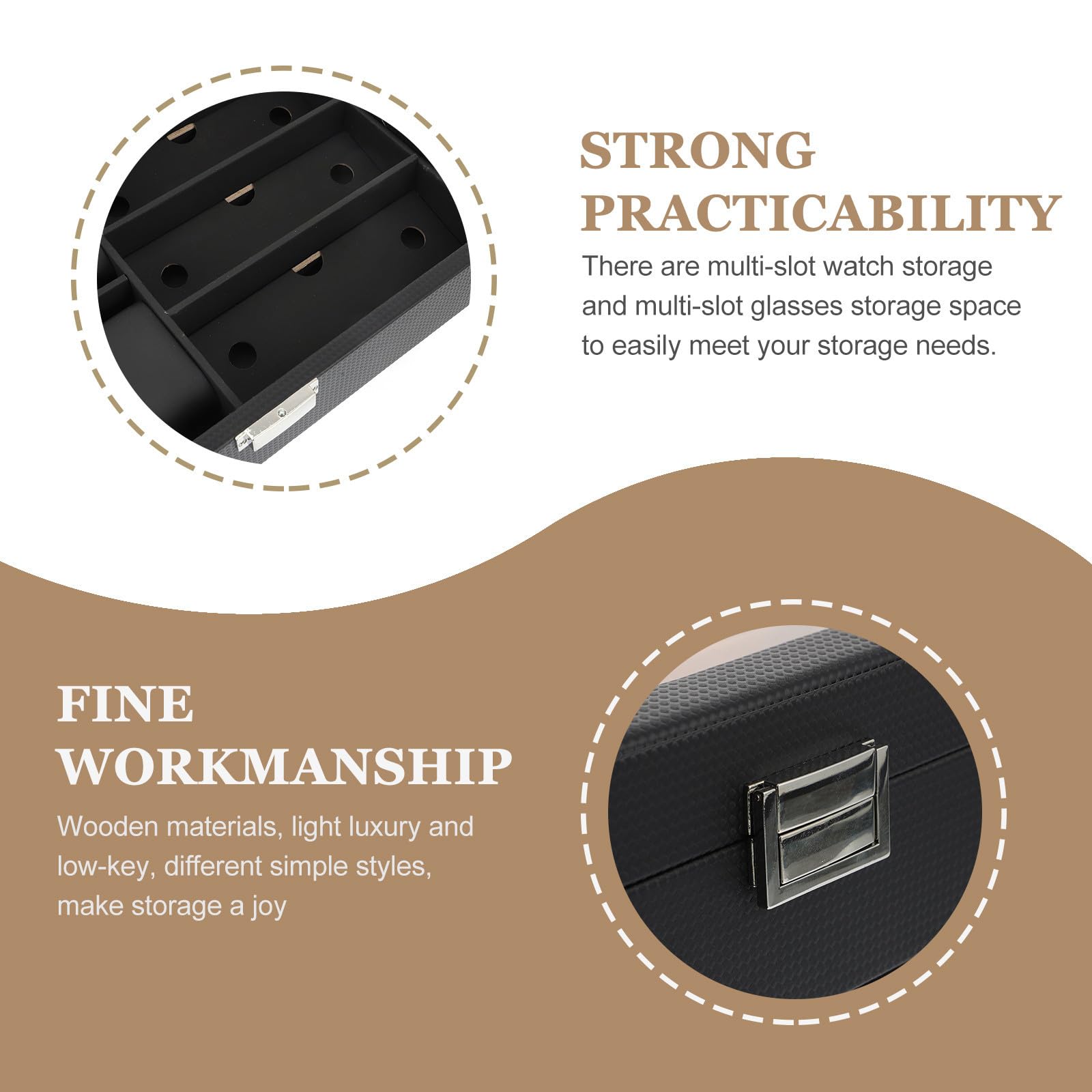 SOLUSTRE Scatola Porta Orologi Uomo Legno Nera Organizer Multi-slot