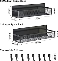 Vista 2 de Magnetic Spice Rack for Refrigerator, 4 Pack Magnetic Shelf, Fridge Magnet Organizer with Moveable 8 Hooks, Magnetic Fridge Shelf for Kitchen