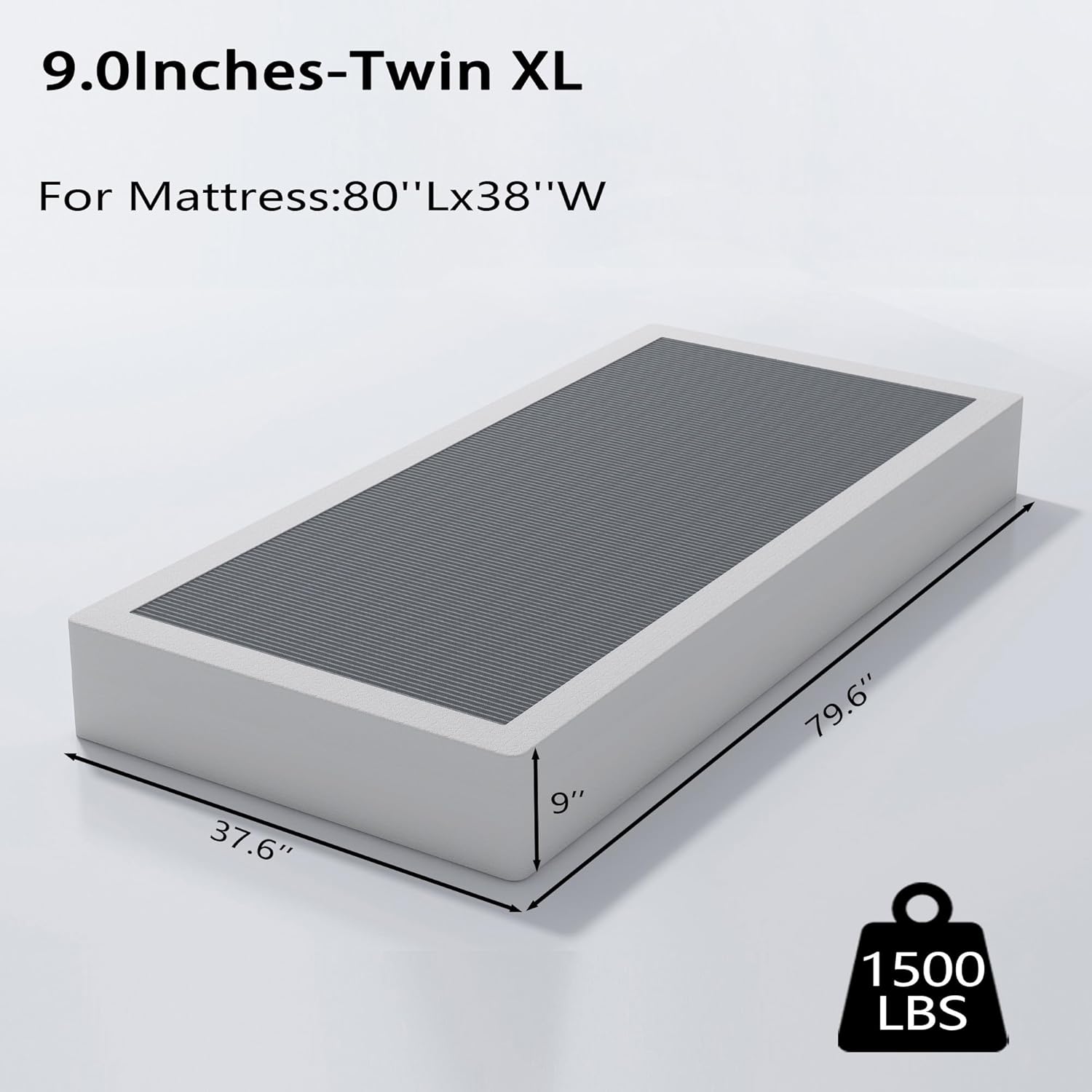 ALDRICH Twin XL Box Spring 9 Inch, 1500lbs Heavy Duty Metal Frame Mattress Foundation, Non-Slip/No Noise/Easy Assembly/Easy Clean Cover