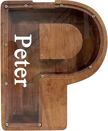 Vista 27 de Alcancía grande de madera personalizada para niños, alcancía con nombre personalizado, alcancía (nombre grabado láser) letras del alfabeto