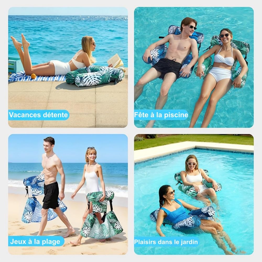 Fauteuil Flottant Nairel Pliable,Facile à Utiliser, avec Pompe, pour la Plage en été
