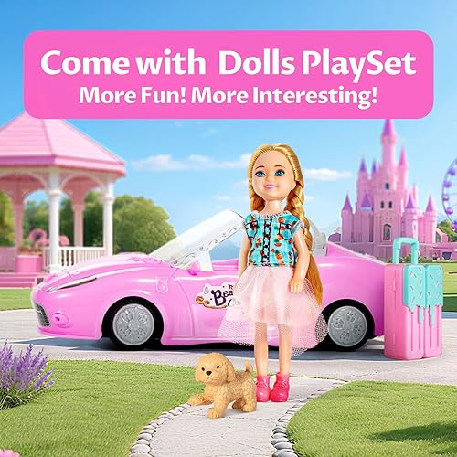 Miniatura 3 de ULOVEME Coche RC rosa de 2.4 GHz para niñas -118 juguete de carreras con control remoto con muñeca - Juguete de cumpleaños para niñas 8-10