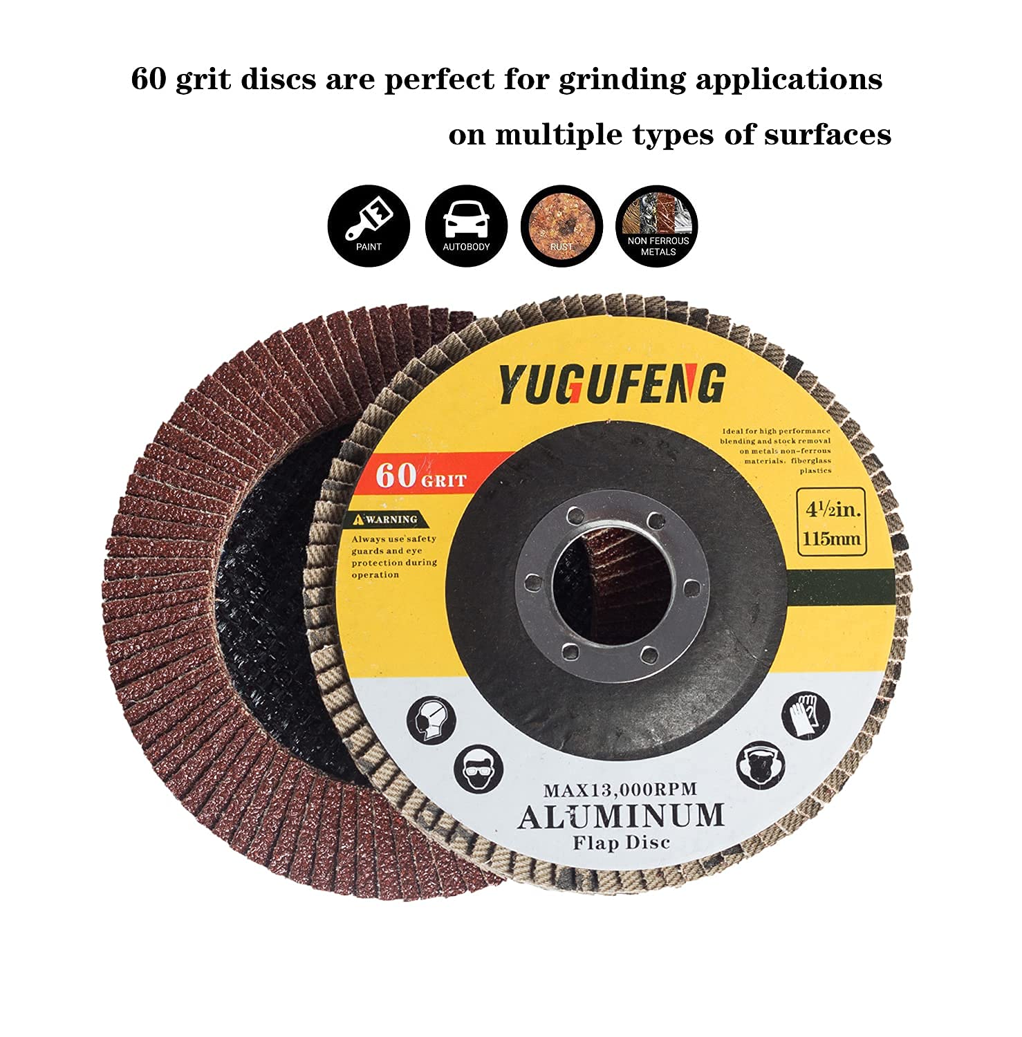 Flap Discs 50 PCS 4.5 Inch 60 Grit Grinding Discs 4 1/2 Sanding Grinding Wheels Aluminum Oxide Abrasives Grinder disc Type 27
