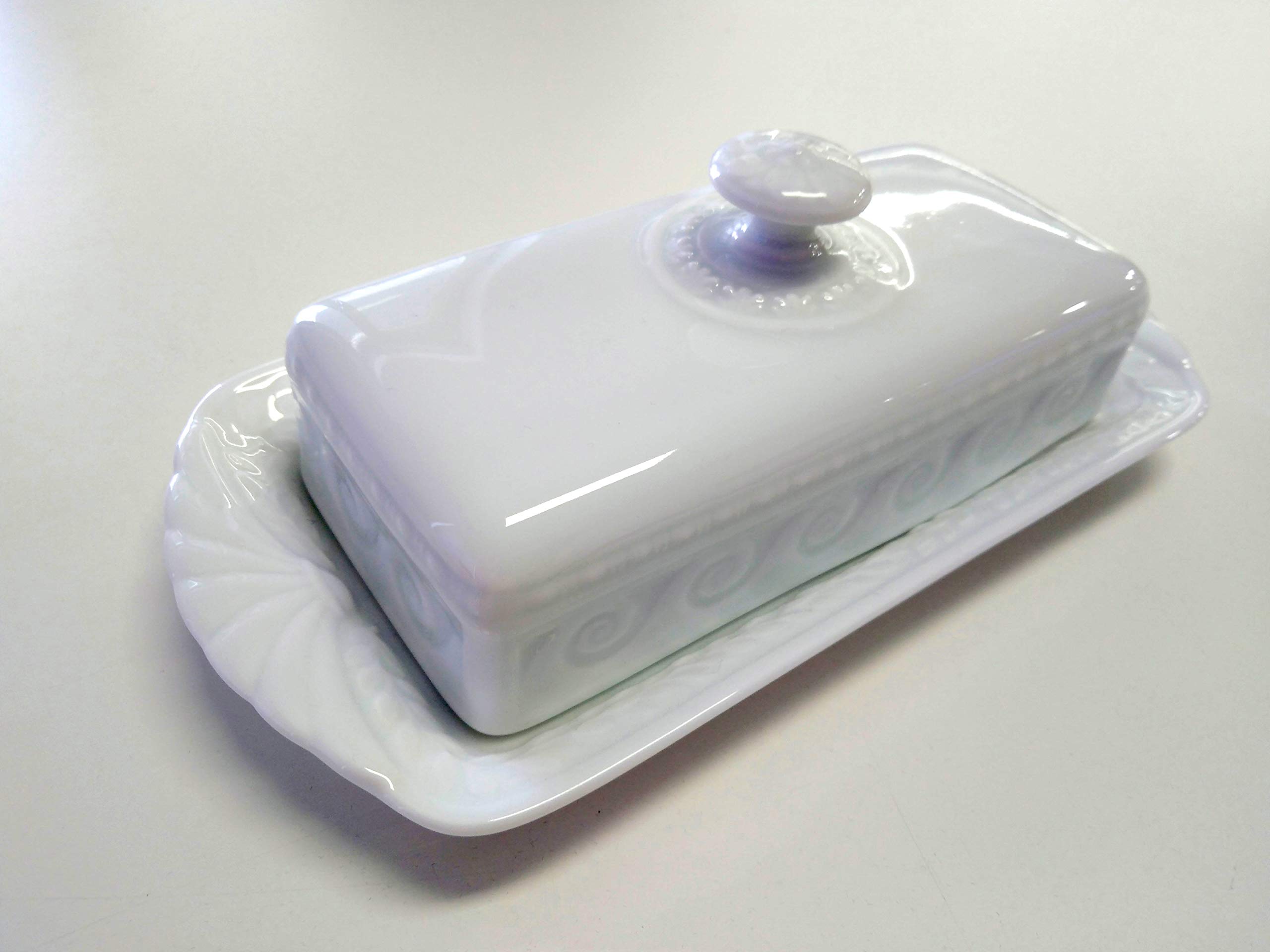 Barattolo Per Burro In Ceramica Con Coperchio - Design A Grana Di Pietra, Per Conservazione A Fresco - Foto 2