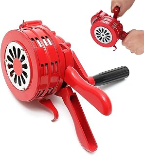 Handkurbel Siren, Aluminiumgehäuse Sirene, Tragbarer Handkurbel Alarm Manuell Bedienter Luftangriffshorn 110dB, Handsirene, Selbstschutz-Notsirene für Fabriken, Schulen und Öffentliche Plätze