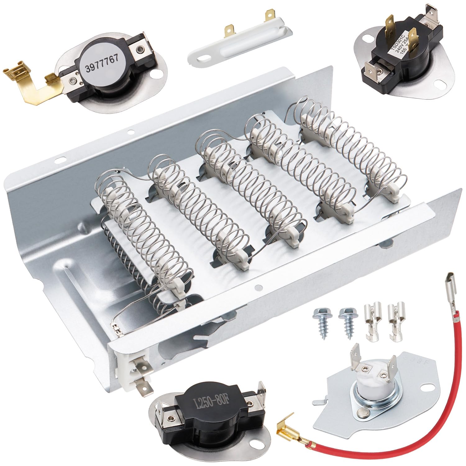 dryer heating element kit replace for whirlpool wed5300vw0 wed5000vq0 wed5100sq0 wed5000dw1 wed5000dw2 wed5010lw0 wed5010lw1 wed5200vq0 wed5200vq1 wed5050lw0 wed5050lw1 wed5200tq0