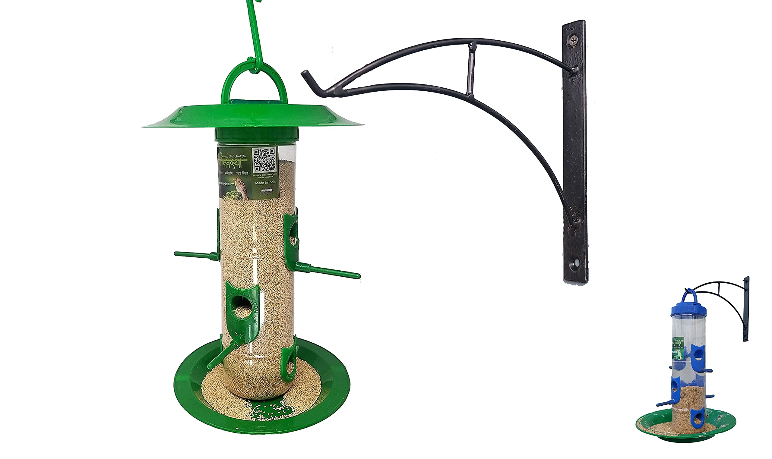 Amijivdaya Hanging Large Hut Bird Feeder with Wall Mount Black Metal Stand 1 Piece_Green (B09GPHCPH5) Amazon Price History, Amazon Price Tracker