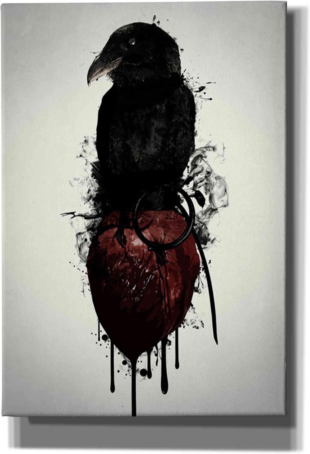 Cortesi Home 'Raven and Heart Grenade' by Nicklas Gustafsson, Canvas Wall Art, 18"x26", Red