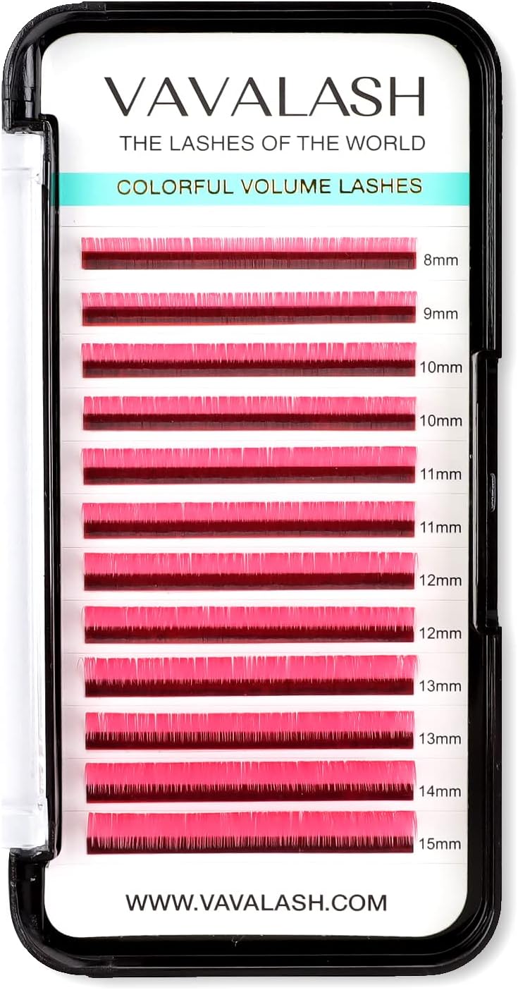 Colored Lash Extensions 0.07mm CC Curl Pink Individual Volume Lashes Extensions 8-15 Mix Length Color Eyelash Extensions for Salon (Pink 0.07-CC, 8-15mm)