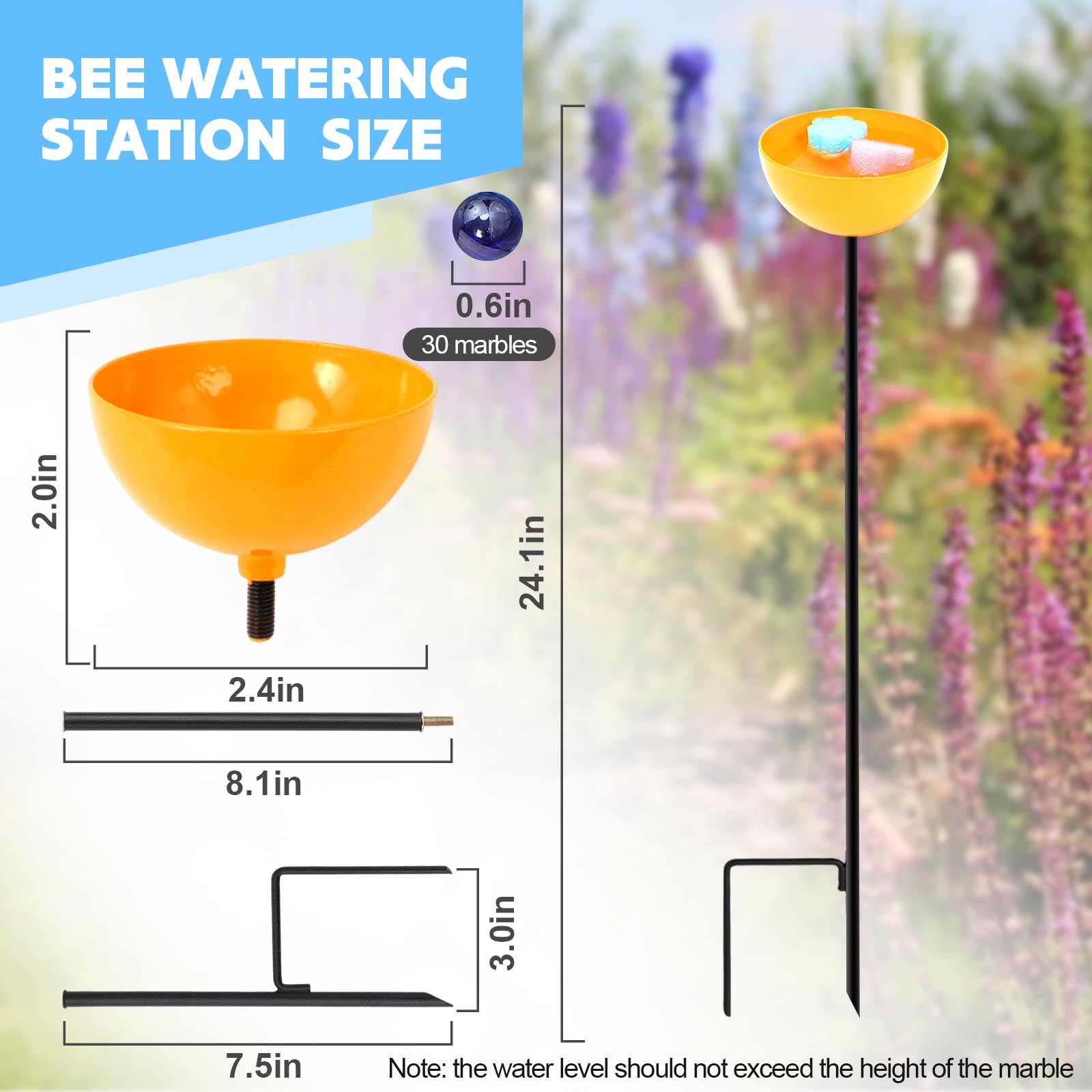 Station D'Eau Abeilles & Oiseaux - Gobelet Arrosage Papillon En Métal Avec 30 Billes Verre | Décoration Jardin Extérieur
