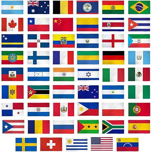 Juego de 53 banderas de poliéster de 3 x 5 pulgadas, ojales de 3 x 5 pies