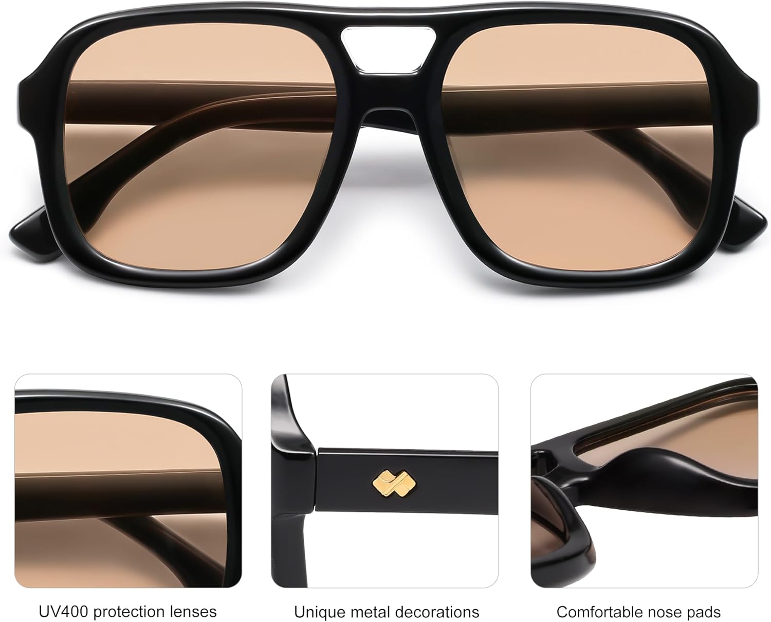 SOJOS Retro Aviator Sunglasses For Women Men Square Womens Square Sun Glasses SJ2355 - Image 5