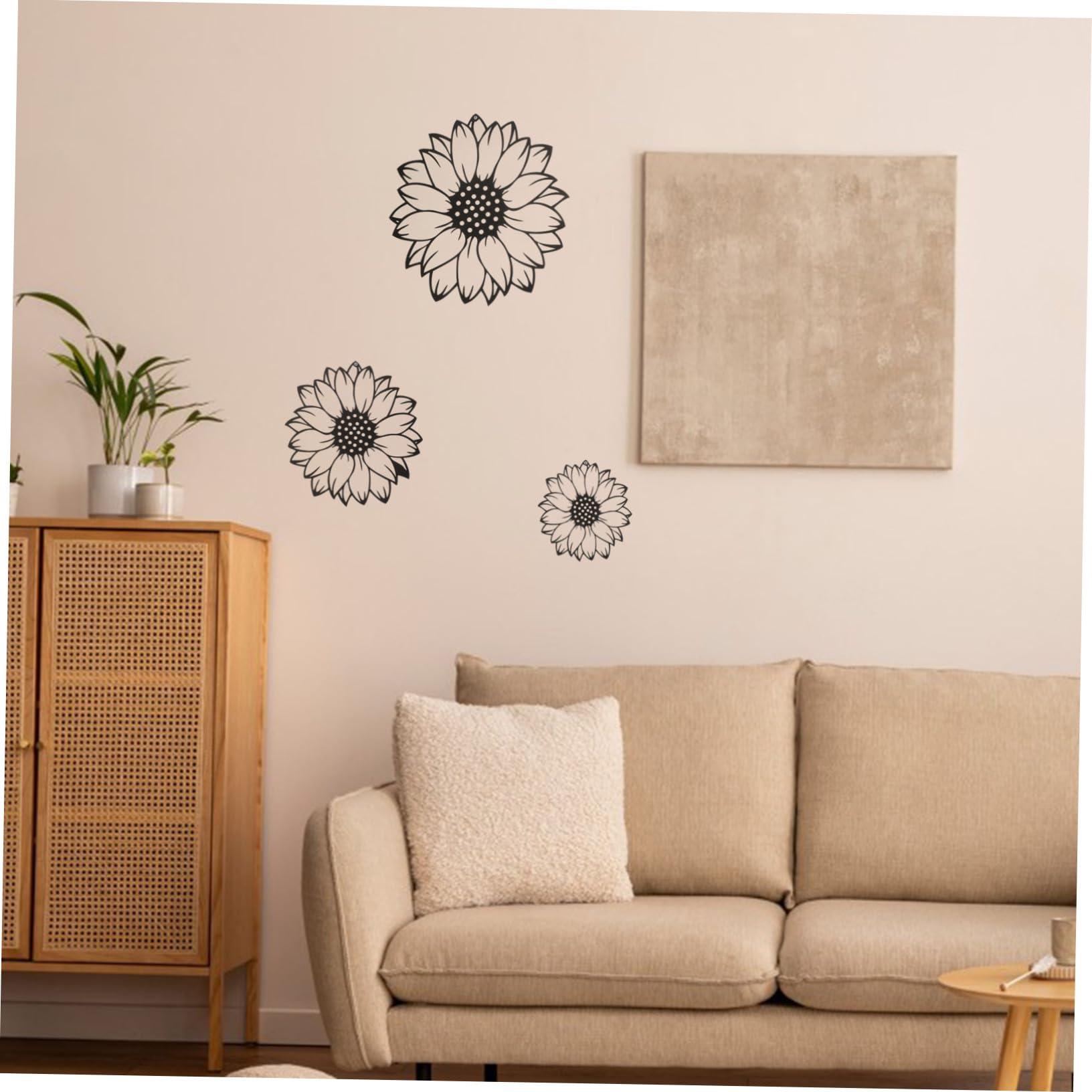 TOPBATHY Decorazione da Parete in Metallo a Girasole 3 Pezzi in Ferro Nero
