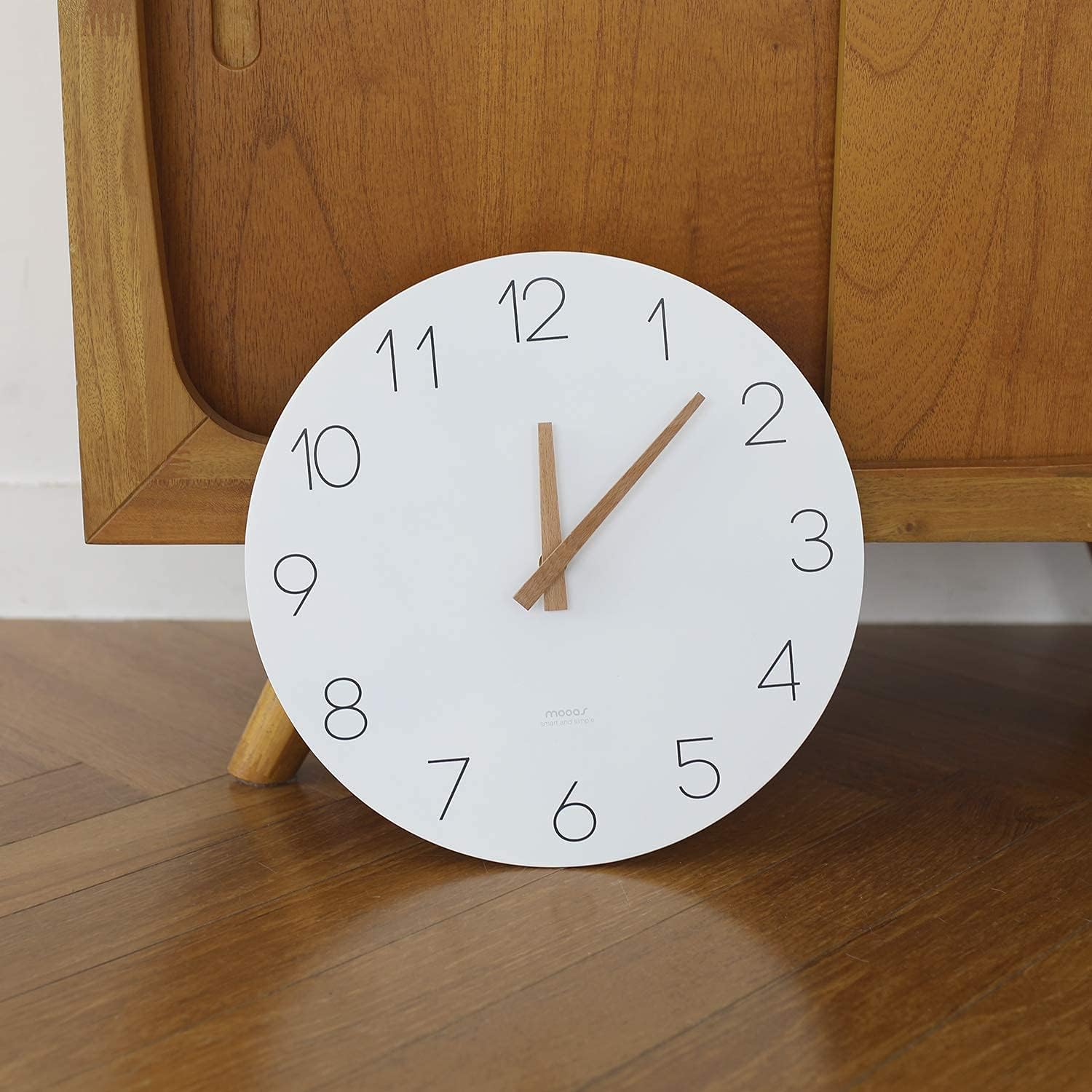 mooas Flatwood Wall Clocks (Flatwood, Twig), 12" Wood Wall Clock, Non-Ticking Silent Decorative Wall Clock, Clock for Home Living Room Kitchen Bedroom Office