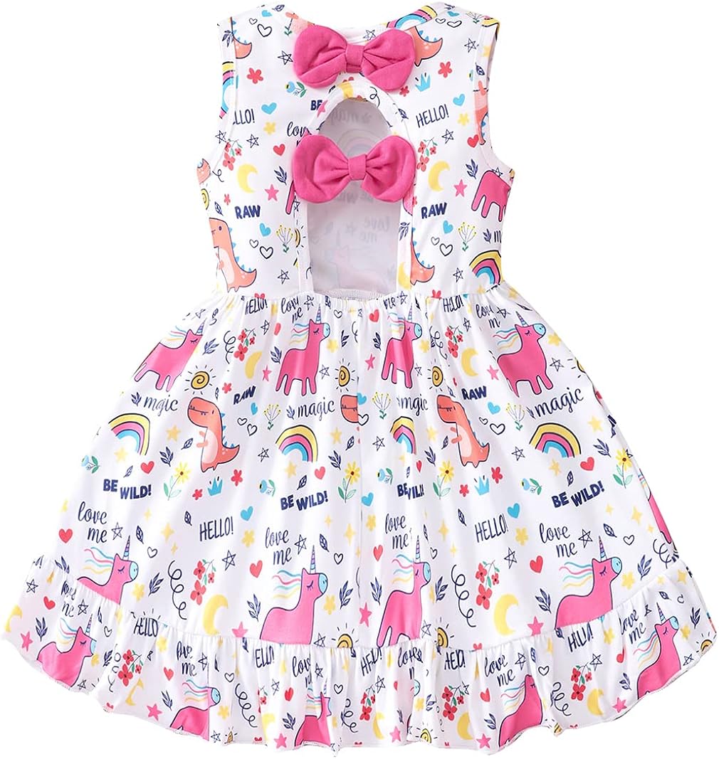 Popshion Vestidos sin mangas para niñas pequeñas, vestido de fiesta de cumpleaños, vestido de 1 a 7 años