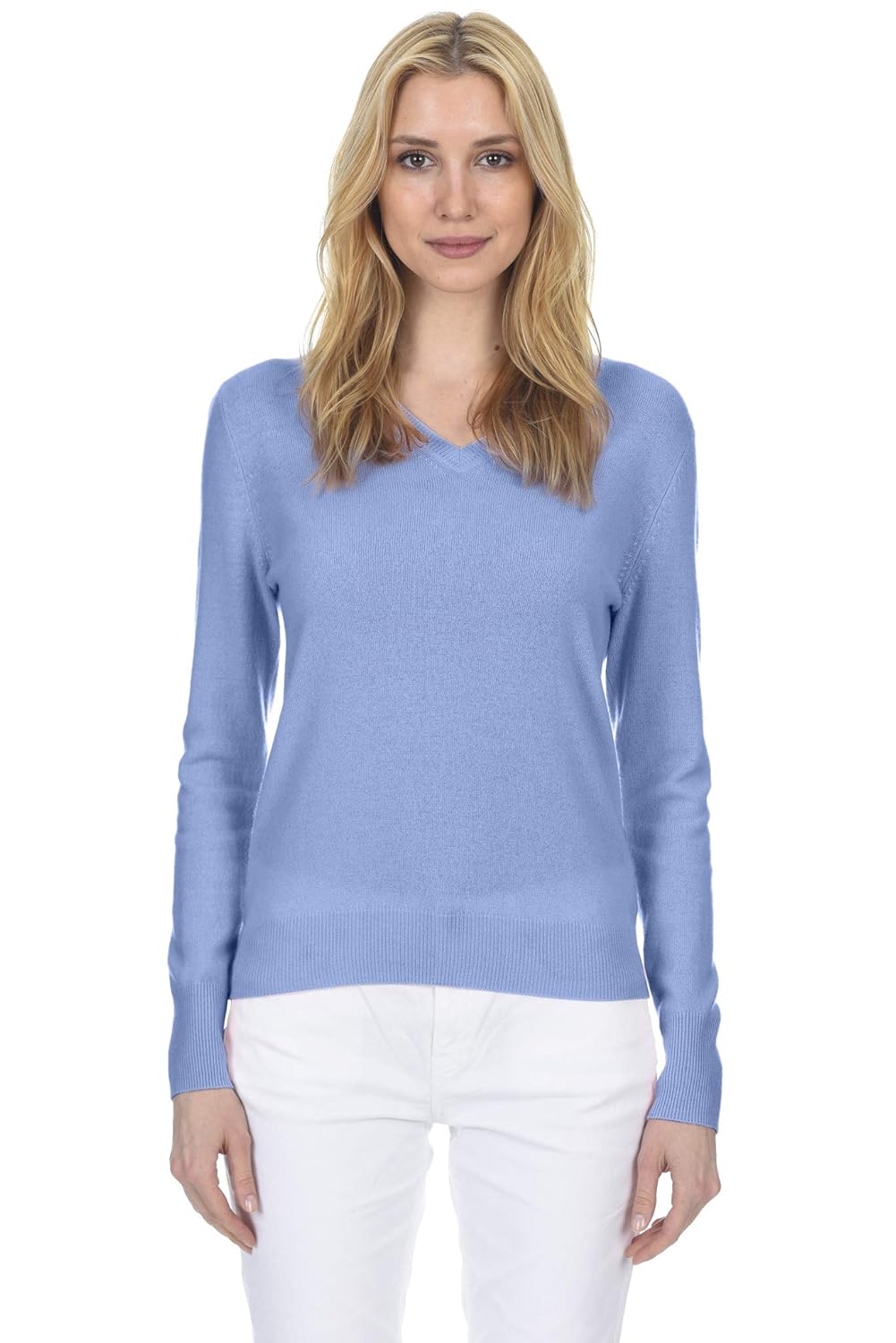 State Fusio Classic V-Neck Sweater Cashmere Wool Long Sleeve Fashion Pullover for Women