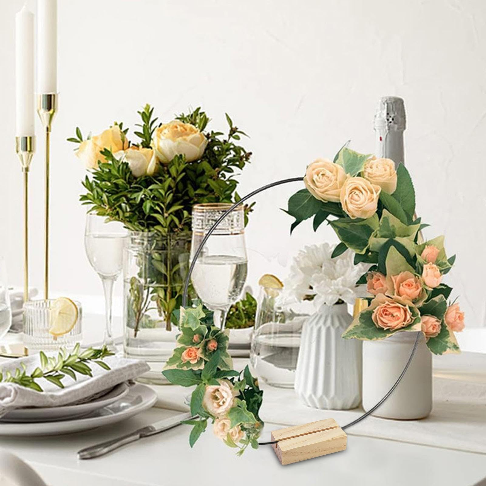 Support de couronne en bois, socle en bois pour plaques - Décoration de mariage de base de couronne 10X | Présentoir en bois massif, porte-cartes en bois, Base de couronne en bois pour la décoration d