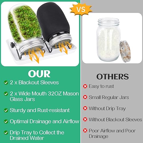 Miniatura 3 de Seed Sprouting Jar Kit with 2 Wide Mouth Mason Jars Bean Sprouts Growing Kit Microgreens Growing Jar with Mesh Screen Lids Sprouter Sprouts Maker