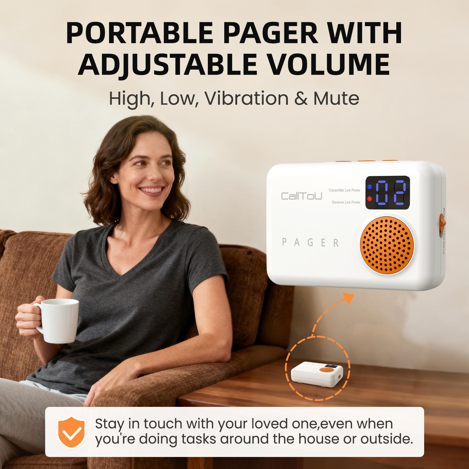 Amazon.com: CallToU Caregiver Pager Wireless Call Button 500FT for Elderly  Monitoring Vibration Call Bell Medical Alert System with Digital Display  Low Power Reminder 2 Portable Receiver 2 SOS Call Button : Health