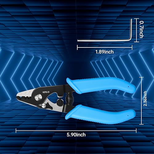 Miniatura 6 de Duogalia Pelacables de fibra óptica VCFS-33, herramienta de pelado de fibra óptica de 3 orificios de puerto con mango de 6 pulgadas, llave hexagonal