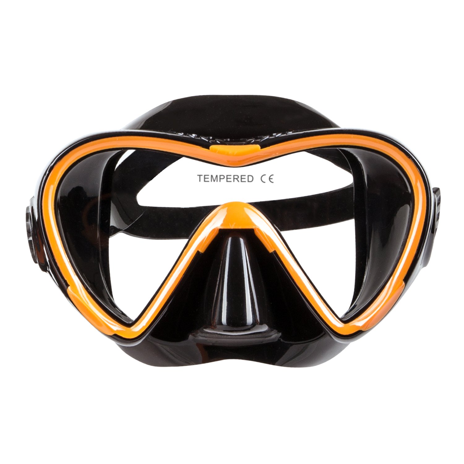 Seavenger Aviator Mask and Snorkel | Snorkeling Set with Dry Top | Men and Women (Black Silicone Orange)