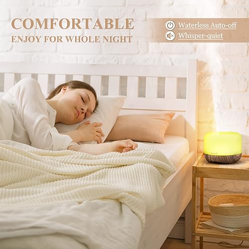 Miniatura 6 de Difusor de aceite esencial de aromaterapia para habitación humidificador de aire de aroma colorido de 16.9 fl oz con modo de niebla fría ajustable,