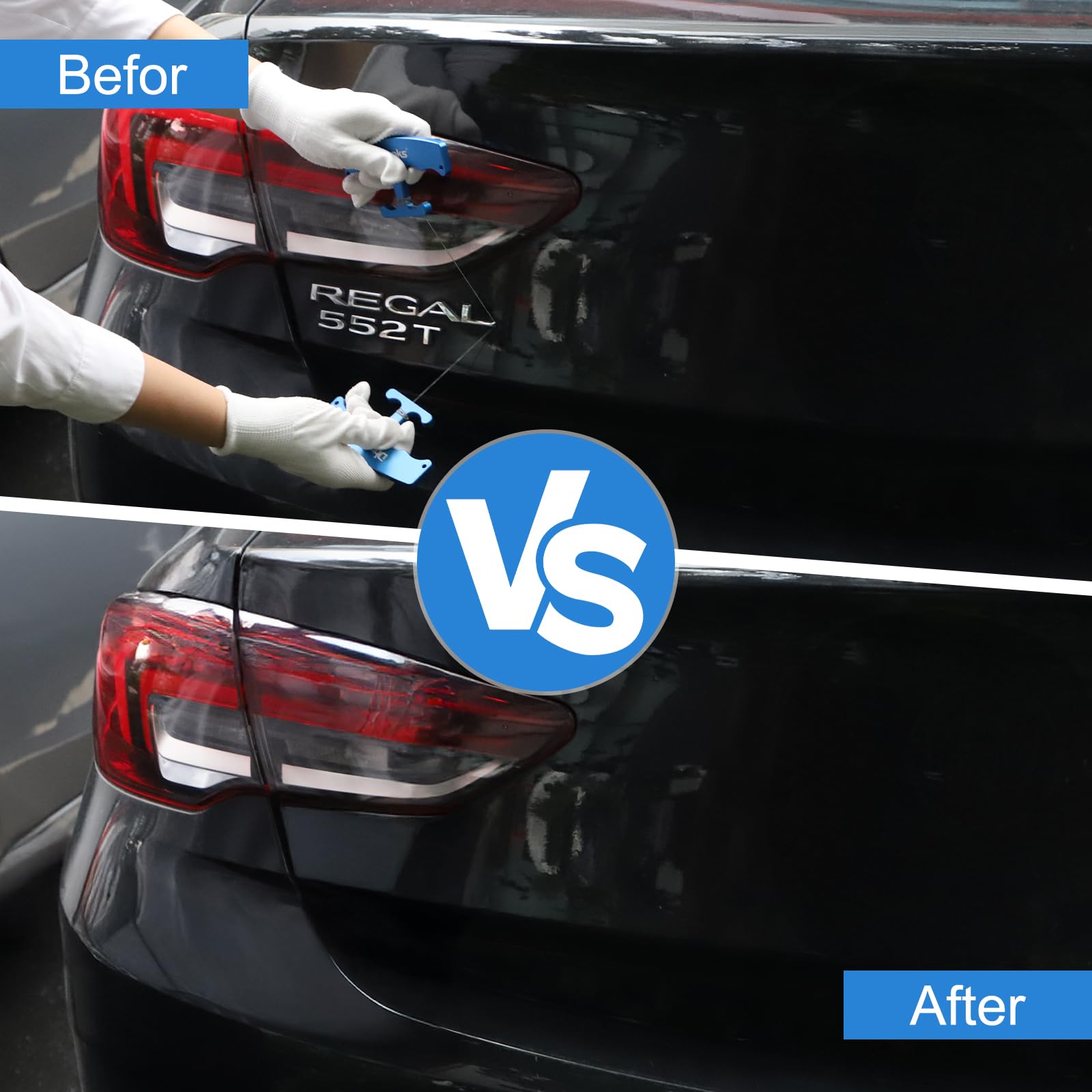 DBREAKS Voiture Enlever Les Emblèmes, 2 Pièces Outil D'enlèvement De Logo, avec 5 Câbles PE de Rechange et Une Paire de Gants, Suppression des Logos sans Traces