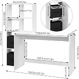 WOLTU Desk with Bookcase, Office Desk, Bookcase with 6 Open Compartments and 2 TNT Boxes, Computer Desk, Study, Bedroom, 140.5 x 50 x 134 cm, Wood, White, TS184ws - 6