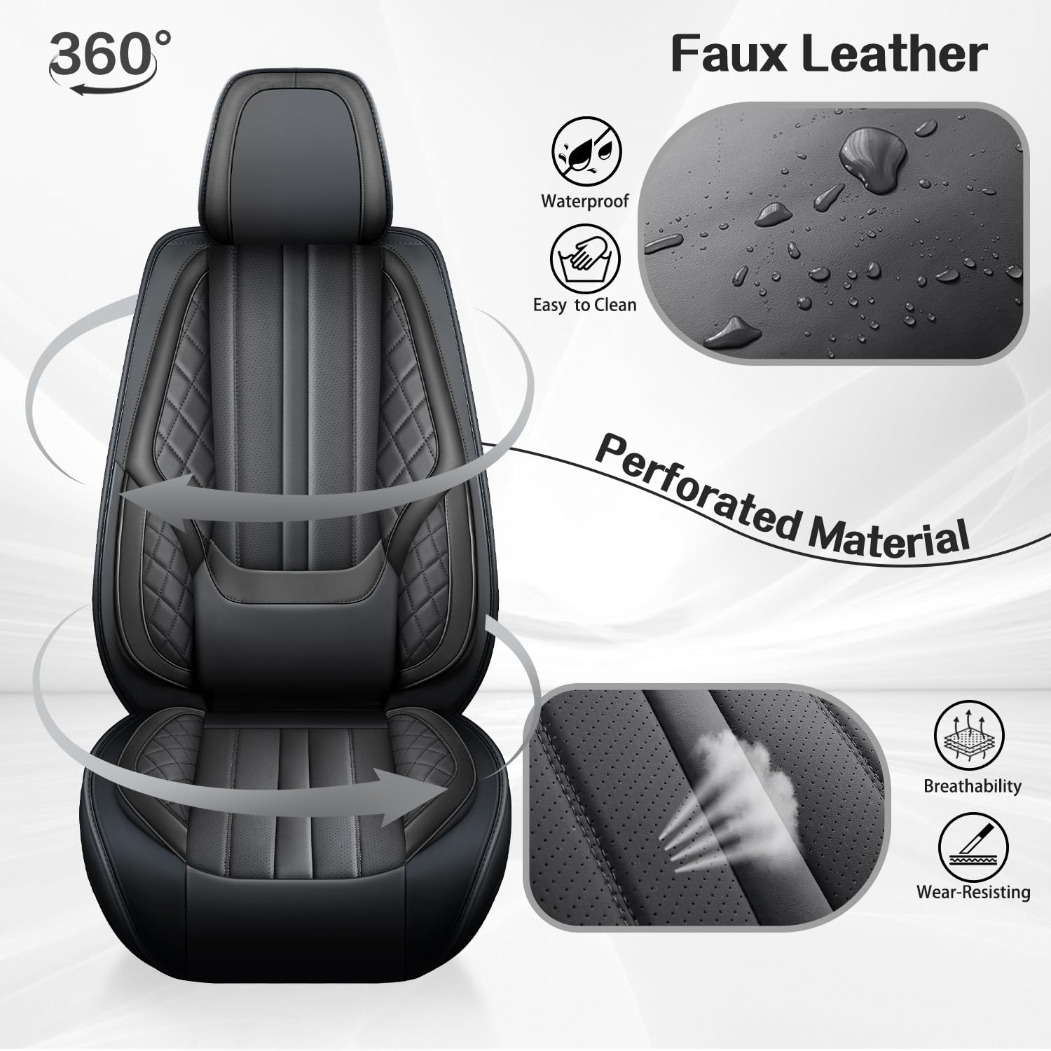 Car Seat Covers for Toyota Corolla Cross 2021-2025 Waterproof Nappa Leather Seat Covers Full Set Breathable Comfortable Automotive — view 6