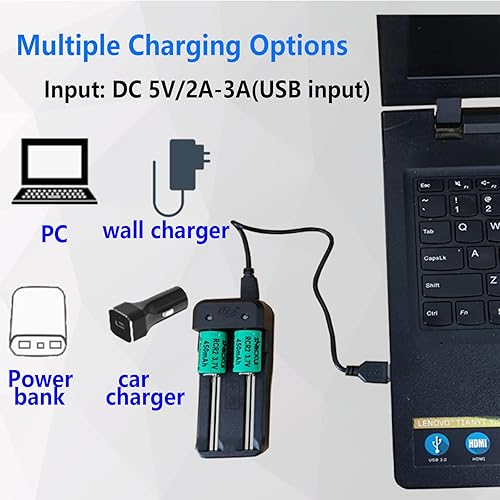 Miniatura 3 de Shockli - Baterías recargables CR2 de 450 mAh, 3.7 V RCR2 (paquete de 4 unidades) con cargador de batería de 2 ranuras (no para baterías Arlo)