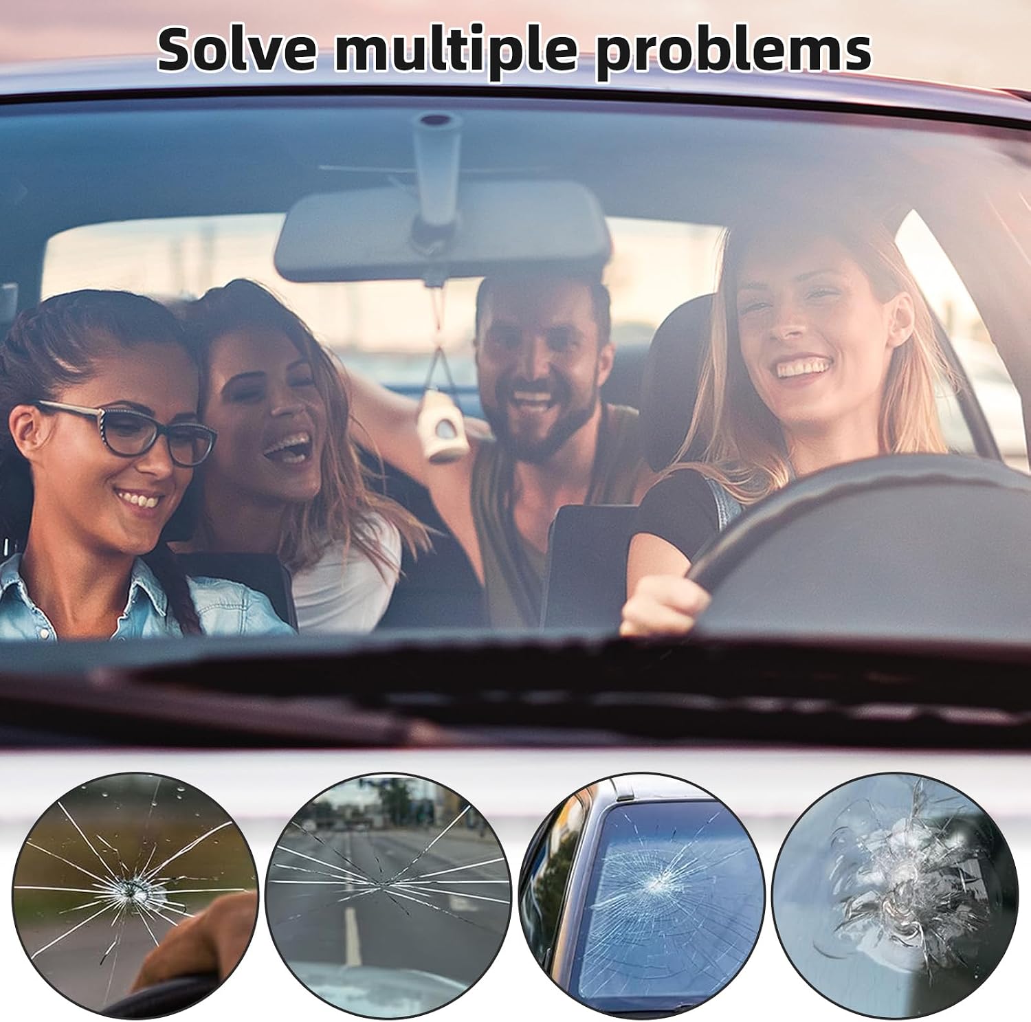 Windshield Chip Repair Kit, Car Windshield Crack Repair Kit, Glass Repair Liquid, Rock Chip Repair Kit Long-Lasting for Windshields, Mirrors, All Crack Types