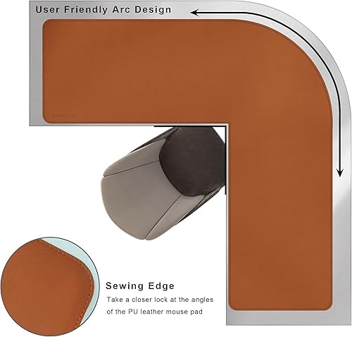 Miniatura 5 de ZORESYN Alfombrilla de escritorio para juegos en forma de L, alfombrilla de escritorio de esquina para computadora, protector de escritorio de 47