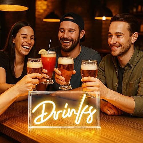 Miniatura 8 de Letrero de neón de bebidas, caja de luz LED USB con interruptor de encendidoapagado, letrero luminoso para decoración de mesa, bar en casa, cocina,